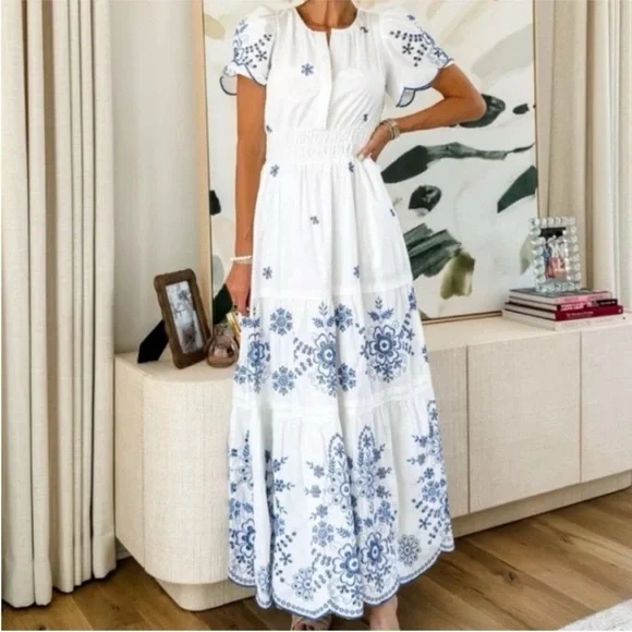 NWOT Anthropologie The Somerset Maxi Dress Eyelet Edition M - Picture 4 of 8